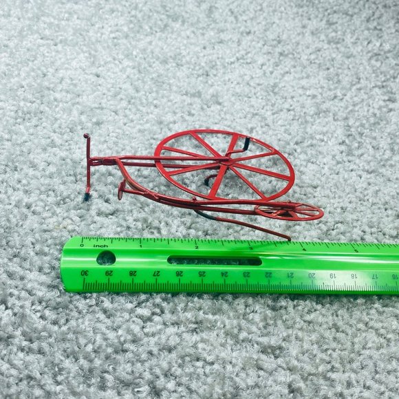 Big Small Wheel Red Metal Bicycle Miniature Collectible Doll House Mini Vintage - Picture 14 of 16